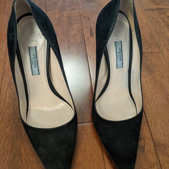 Prada women's black suede heels in size 37 - Picture 3 of 11